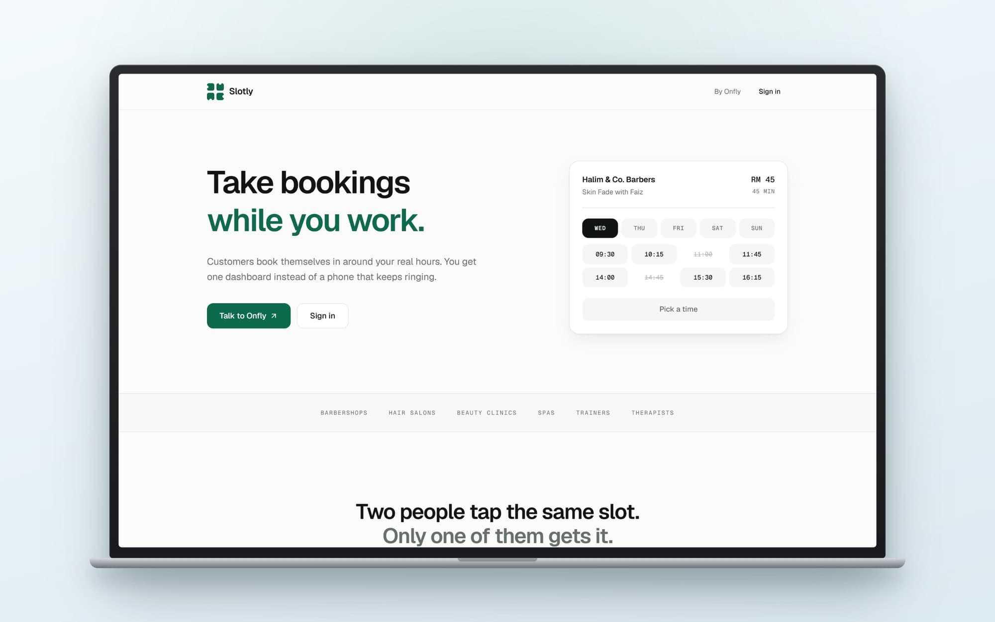 Slotly: booking, end to end